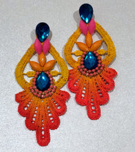 Load image into Gallery viewer, The Ceciel Flamingo Earrings create an eye-catching look.  Looks great wether you dress it up or just wear it with a simple t-shirt. Earrings made with ​​the intricate soutache technique embroidery. They will come in a gift box.  Handmade with so much love and care using high quality materials. Unique piece. Swarovski crystals and silk tussel. Back is 14K Gold to avoid allergies. Lightweight
