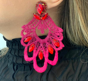 The Ceciel Granada Earrings create an eye-catching look.  Looks great wether you dress it up or just wear it with a simple t-shirt. Earrings made with ​​the intricate soutache technique embroidery. They will come in a gift box.  Handmade with so much love and care using high quality materials. Unique piece. Swarovski crystals and silk tussel. Back is 14K Gold to avoid allergies. Lightweight