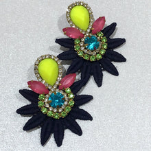 Load image into Gallery viewer, The Ceciel Star Earrings create an eye-catching look.  Looks great wether you dress it up or just wear it with a simple t-shirt. Earrings made with ​​the intricate soutache technique embroidery. They will come in a gift box.  Handmade with so much love and care using high quality materials. Unique piece. Swarovski crystals and silk tussel. Back is 14K Gold to avoid allergies. Lightweight
